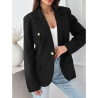 Damen eleganter Blazer mit praktischen Taschen und goldenen Knöpfen R&B