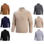 Herren modischer Strickpullover mit halbem Reißverschluss und strukturiertem Muster R&B