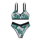 Damen Bikini mit floralem Design und verstellbaren Trägern R&B
