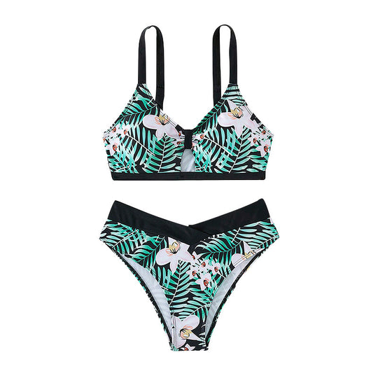Damen Bikini mit floralem Design und verstellbaren Trägern R&B