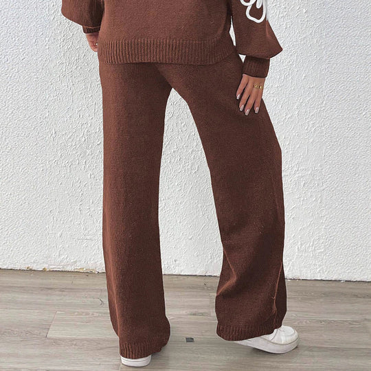 Damen lässige Strickhose mit weitem Schnitt R&B