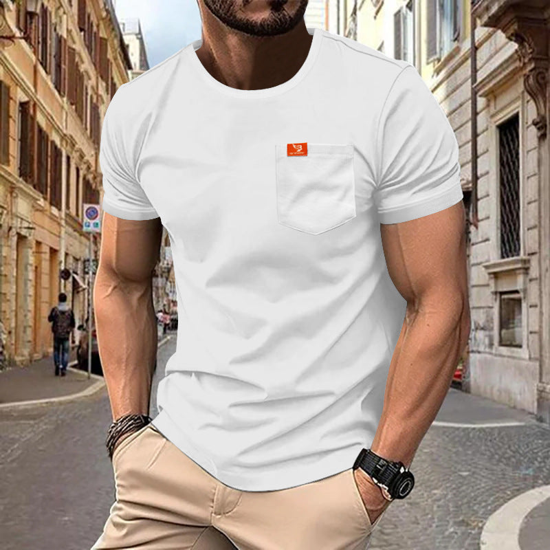 Herren Premium Rundhals T-Shirt mit Brusttasche R&B