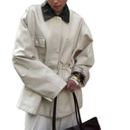 Damen Modische Oversized-Jacke mit elegantem Kragen und praktischen Taschen R&B