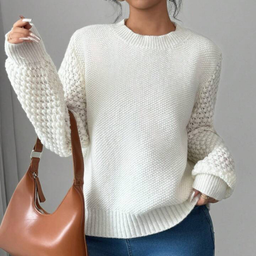 Damen modischer Pullover mit raffinierten Strickdetails R&B