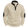 Herren nan Raglan-Pullover mit kurzem Reißverschluss, Stehkragen und ergonomischen Ellenbogen-Panels R&B
