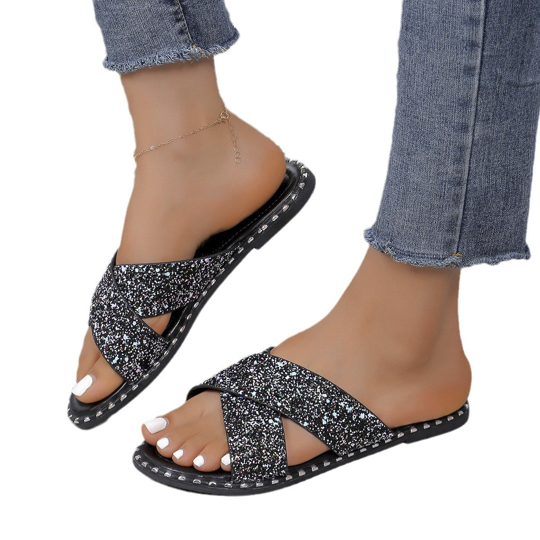 Damen Glamouröse Glitzersandalen R&B