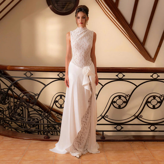 Damen Elegantes Hochzeitskleid mit Spitze und schwingendem Rock R&B