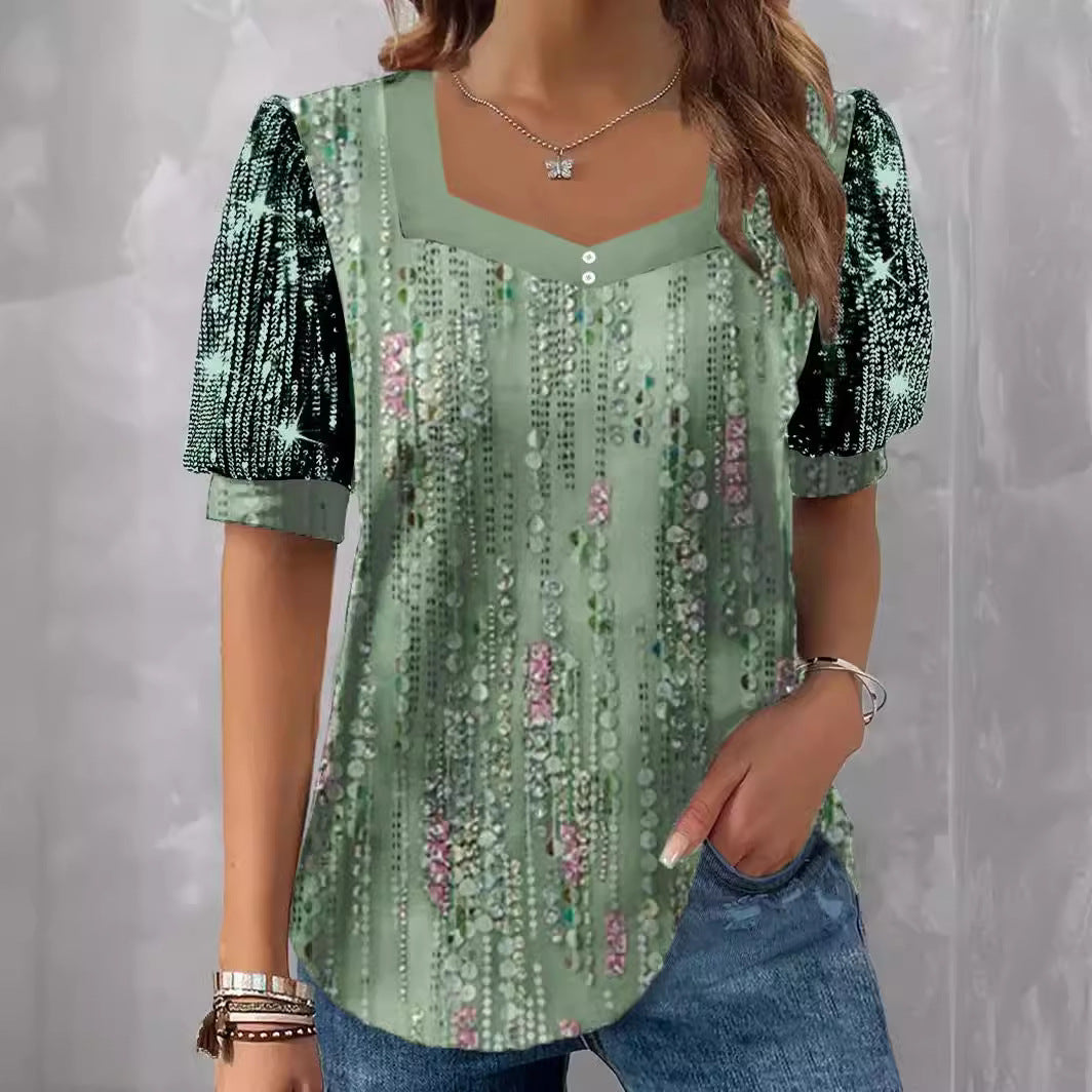 Damen Glitzernde V-Pullover Bluse