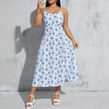 Damen florales Sommerkleid mit schmalen Trägern und leichtem Stoff R&B