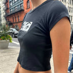 Damen Crop-Top mit kreativem Grafikdruck und lässigem Schnitt R&B