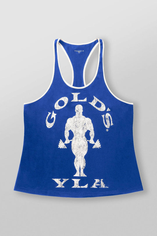 Herren nan athletisches Stringer Tanktop rückenfreier Schnitt mit Kontrastpaspel und Kraftsportmotiv R&B