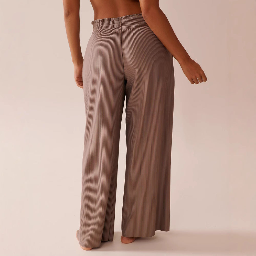 Damen Weite Plissee-Hose mit elastischem Bund und seitlichen Taschen R&B
