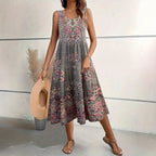 Damen Maxi-Kleid mit verspieltem Ethnomuster und schwingendem Schnitt R&B