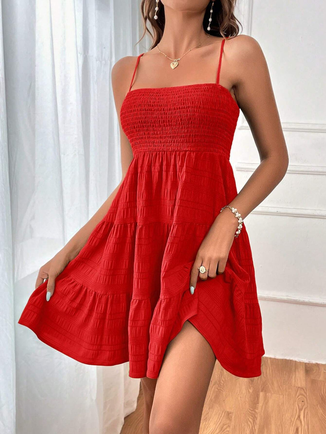 Damen Sommerkleid mit schulterfreiem Schnitt und lässiger Passform R&B