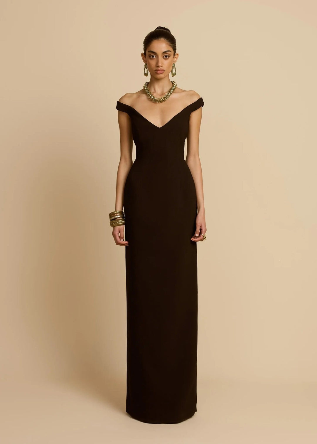 Damen Schlichtes Off-Shoulder-Maxikleid R&B