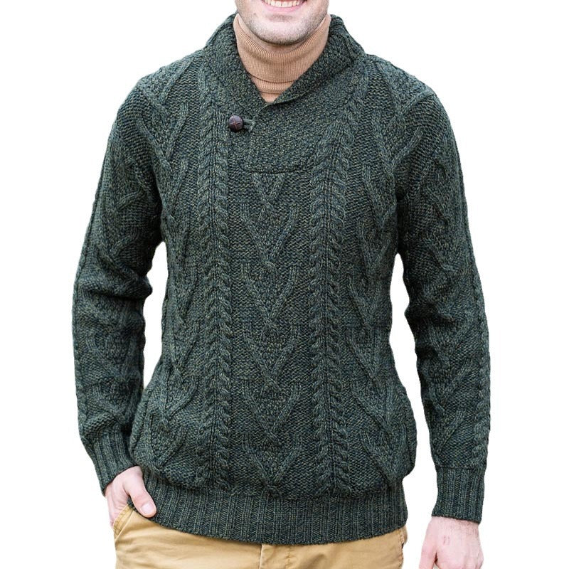 Herren Strickpullover mit klassischem Kragen und strukturiertem Muster
