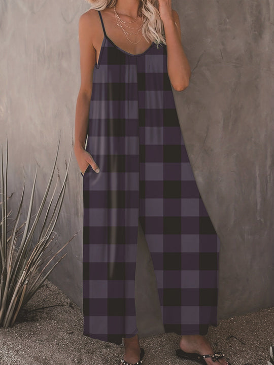 Damen Lässiger Jumpsuit im karierten Design mit praktischen Taschen R&B
