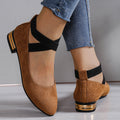 Damen Elegante Ballerinas mit modischem elastischen Riemen und goldfarbenem Detail R&B