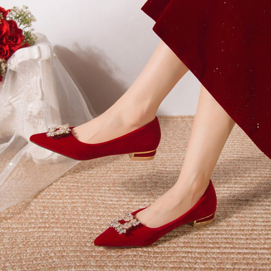 Damen elegante Pumps mit glitzerndem Strassakzent und moderner Fessel R&B