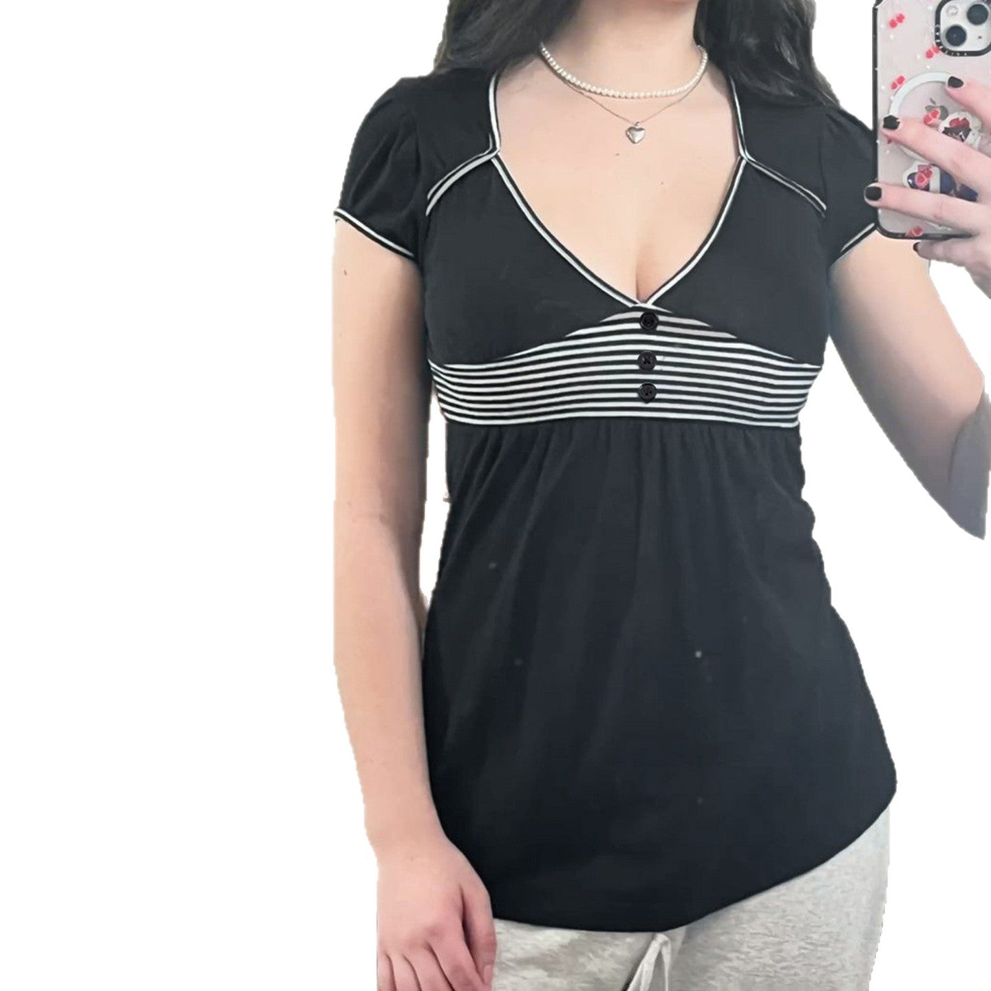 Damen Freizeidkleid mit kontrastierenden Liniendetails und schwingendem Rock R&B