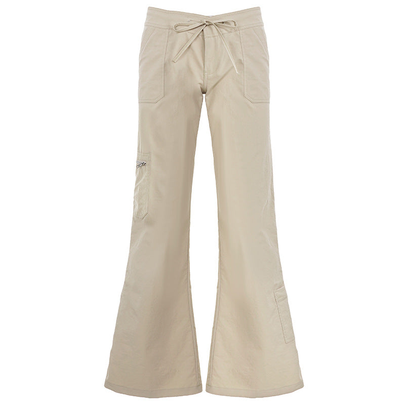 Damen Weite Cargo-Hose mit hohem Bund und seitlichen Taschen R&B