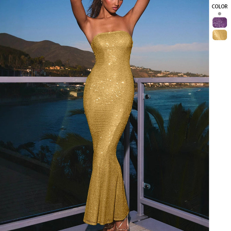 Damen Glamouröses Abendkleid mit figurbetontem Schnitt und schimmernden Pailletten R&B