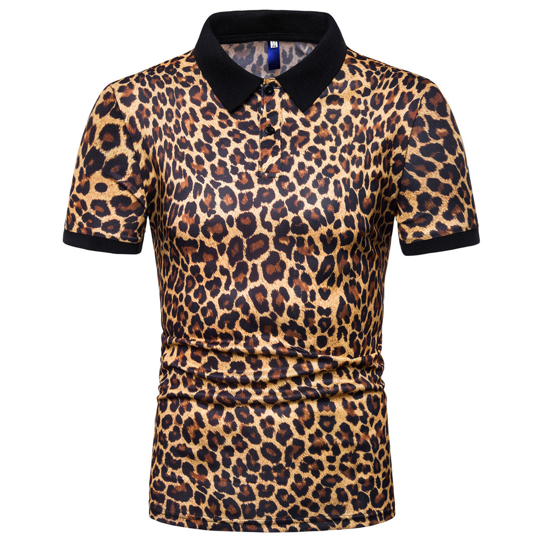 Herren Polo-Shirt mit aufregendem Leopardenmuster und modernem Schnitt R&B