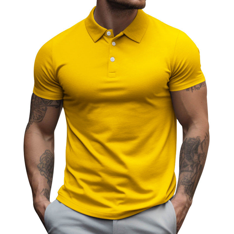 Herren nan tailliertes elastisches Piqué-Poloshirt mit klassischem Kragen R&B