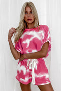 Damen lässiges Tie-Dye Sweatset mit elastischem Bund und Kordelzug R&B