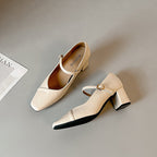 Damen Mary Jane Pumps mit Blockabsatz und eleganter Schnalle