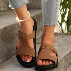 Damen Zehentrenner-Sandalen mit modischer Schnallenapplikation und rutschfester Sohle R&B