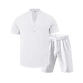 Herren lässiges Freizeit-Set aus atmungsaktivem Baumwollmix mit eleganter Knopfleiste R&B