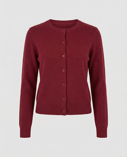 Damen kurz geschnittener Feinstrickcardigan mit sichtbarer Knopfreihe geripptem Saum und legerer Schulterpartie R&B