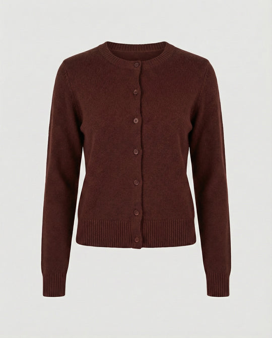 Damen kurz geschnittener Feinstrickcardigan mit sichtbarer Knopfreihe geripptem Saum und legerer Schulterpartie R&B