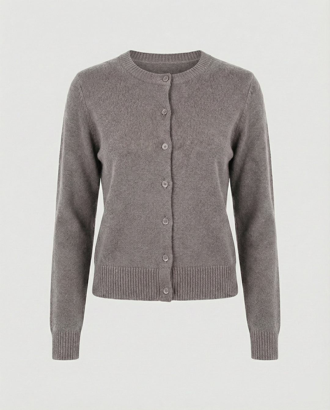Damen kurz geschnittener Feinstrickcardigan mit sichtbarer Knopfreihe geripptem Saum und legerer Schulterpartie R&B