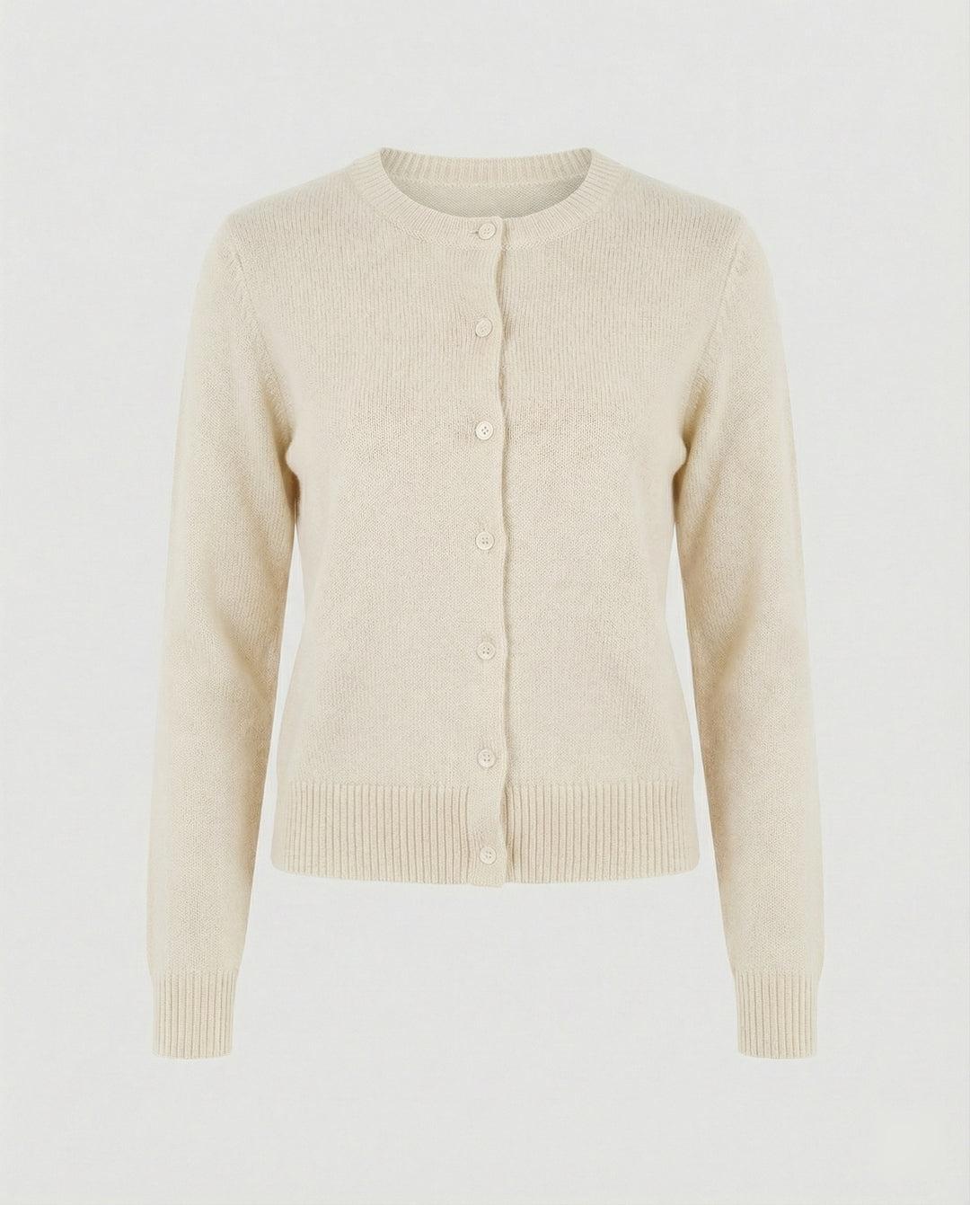 Damen kurz geschnittener Feinstrickcardigan mit sichtbarer Knopfreihe geripptem Saum und legerer Schulterpartie R&B