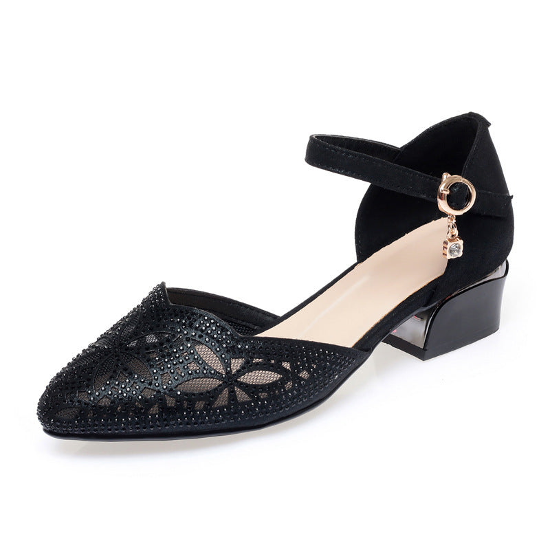 Damen elegante Ballerinas mit modischem Strassdesign und verstellbarem Riemen R&B