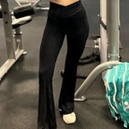 Damen Sportliche Hochbund Leggings und asymmetrisches Crop-Top Set R&B