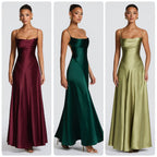 Damen Elegantes Maxikleid mit raffinierten Spaghetti-Trägern und fließendem Satin EB
