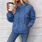 Damen Flauschiger Hoodie mit Kängurutasche R&B