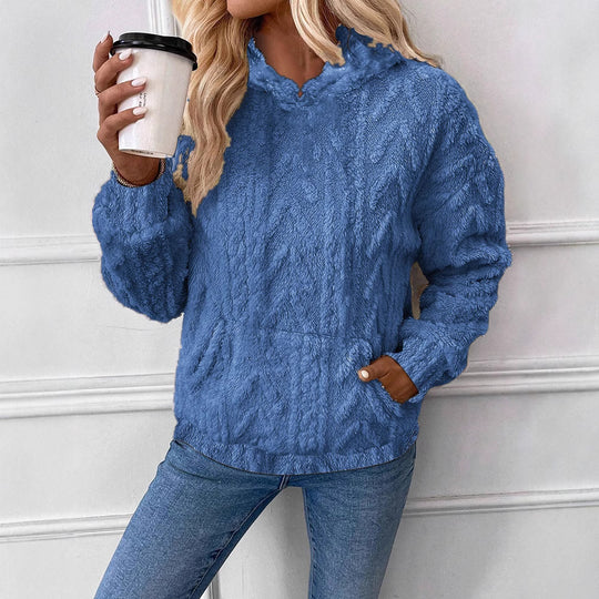 Damen Flauschiger Hoodie mit Kängurutasche R&B