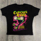 Damen T-Shirt mit kreativem Cupcake-Motiv und modernem Druck R&B