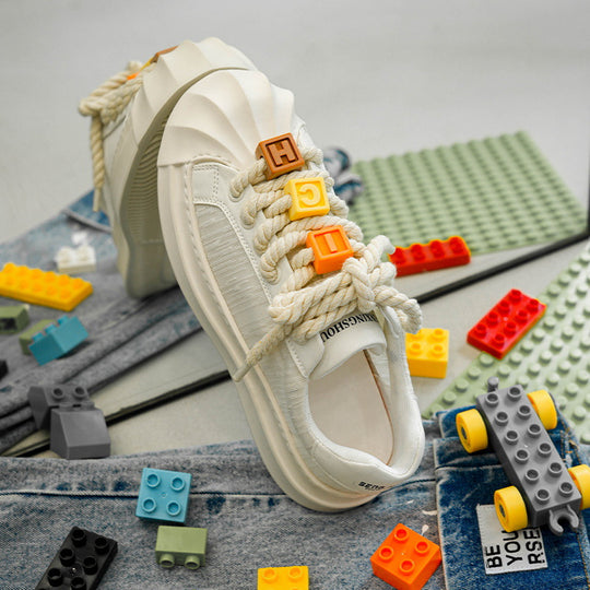 Damen Modische Sneakers mit originellem Schnürsystem und robustem Profil R&B
