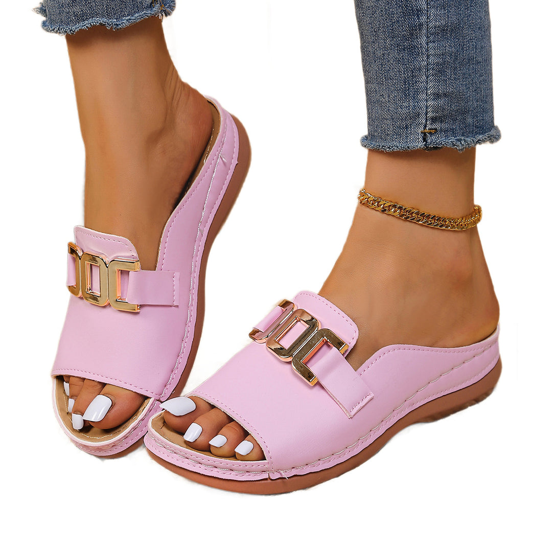 Damen Offene Mules mit modischem Schnallen-Detail R&B