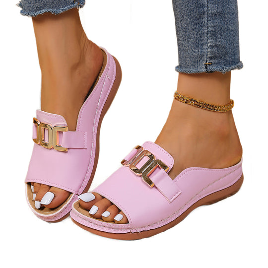 Damen Offene Mules mit modischem Schnallen-Detail R&B