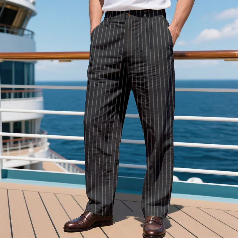 Herren elegante Anzughose mit schmalen Nadelstreifen R&B