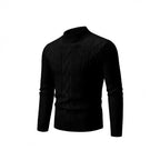 Herren Strickpullover mit Stehkragen und Kabelmuster