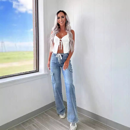 Damen Cargo-Jeans mit weichem Bund und praktischen Taschen R&B