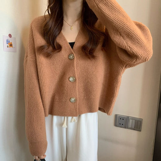Damen Komfortabler Strickcardigan mit Knopfdetails und feiner Struktur R&B