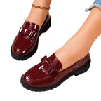 Damen Mokassins mit glänzender Lackoberfläche und modischer Schleifenapplikation R&B